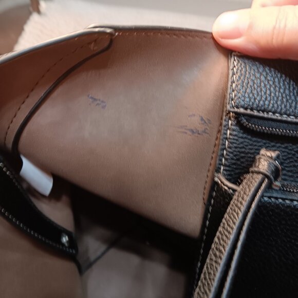 London Fog black faux leather large tote bag purse - Picture 11 of 14